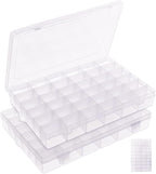 Umirokin 2 Pack 36 Grids Bead Organizer Box, Plastic Craft Organizers and Storage with Adjustable Dividers, Screw, Parts & Ta
