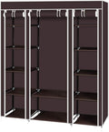 lapday 59 inches Portable Closet Wardrobe, Non-Woven Fabric Closet Storage Organizer with Hanging Rods &12 Storage Shelves, Q