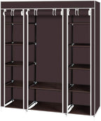 lapday 59 inches Portable Closet Wardrobe, Non-Woven Fabric Closet Storage Organizer with Hanging Rods &12 Storage Shelves, Q