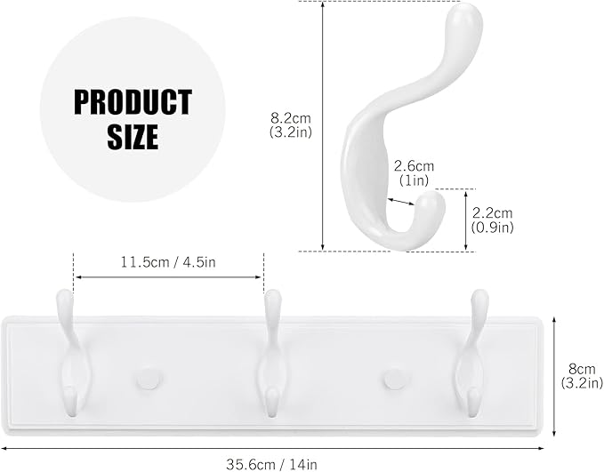 Badiano Wooden Coat Rack, Wall-Mounted Organizer for Closet, Entryway, Hallway, Foyer, Bedroom, Heavy Duty Double Hooks for H