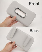 Car Tissue Holder, Sun Visor Napkin Holder, Car Visor Tissue Holder, Luxury PU Leather Backseat Tissue Case Holder (Grey)