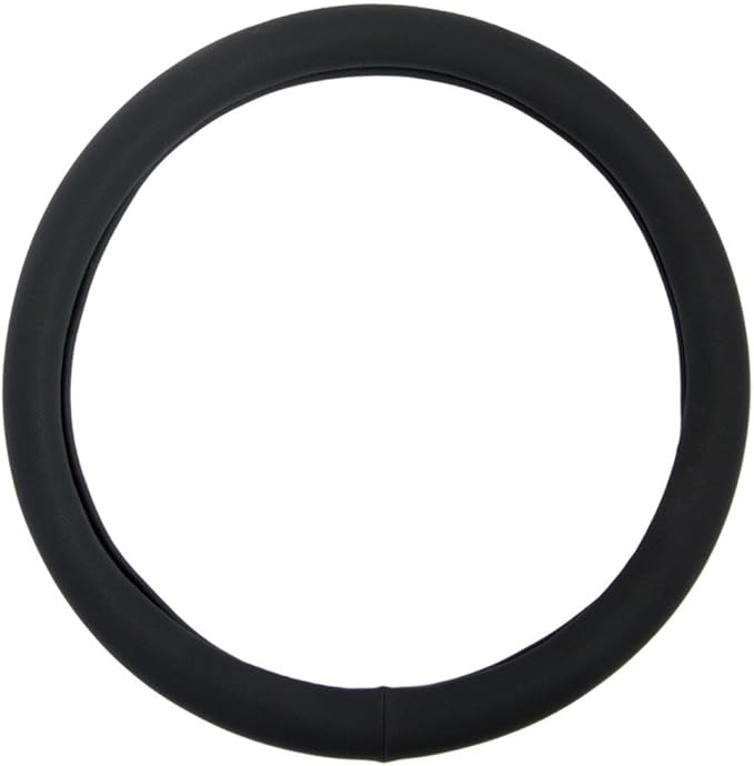 BDK Ergonomic Soft Grip Steering Wheel Cover - Sporty Leather Grip for Standard Size Wheels 14.5-15 inch Black
