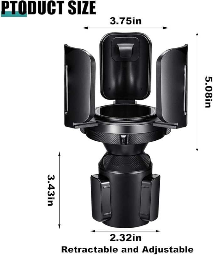 Car Cup Holder Expander, All Purpose Cup Holder Adapter with Adjustable Base, Auto Cup Organizer Expander Holder Compatible with 3.04" to 5.25" Bottles, Mugs, Drinks, Foods (2 PCS)