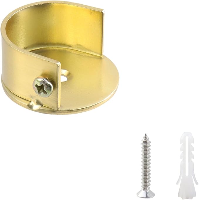 T Tulead U Shape Shelf Support Bracket Aluminum Alloy Flange Socket Holders Closet Rod Bracket 1.1-Inch Light Golden 8PCS wit