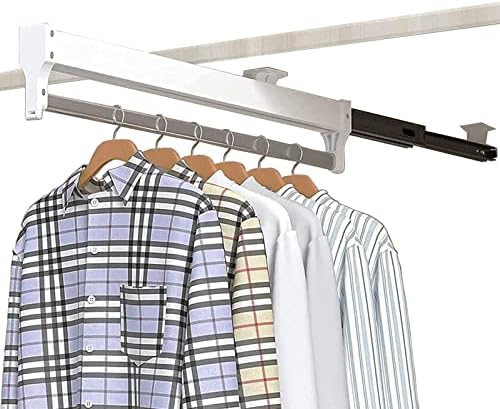Pull-Out Clothes Rail,Extendable Clothes Rail with 2 Sliding Track,Pull Out Closet Rod Wardrobe Rail Clothes Rack,Closet Orga
