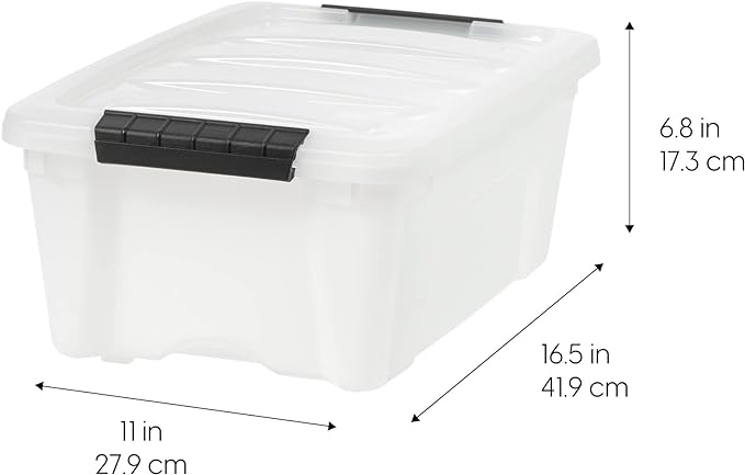 IRIS USA 13 QT Plastic Storage Box with Lid and Latches - 4 Pack - BPA-Free, Discreet Organizing Solution, Durable Nestable S