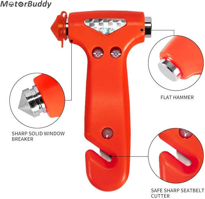 2-Pack Car Safety Hammer Seatbelt Cutter, Auto Emergency Escape Hammer with Window Glass Breaker and Seat Belt Cutter, Striki