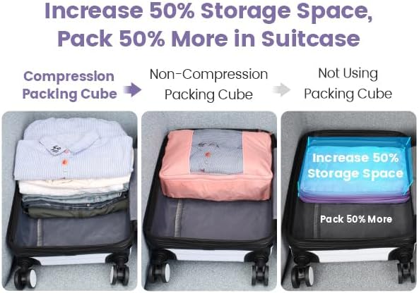 Cambond Compression Packing Cubes for Travel - Lightweight Expandable Travel Bags Luggage Organizers Travel Essentials Compre
