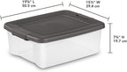 Sterilite 18-Pack Plastic Storage Bins w/ Lids, Shelf Totes Clear Containers, 25 Qt, Gray