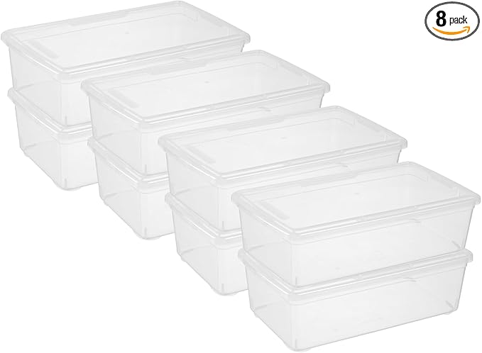 novelinks 6 Quart Clear Plastic Storage Bins with Transparent Lids Stackable Box Craft Storage Organizing Container Sensory B