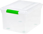 IRIS USA File Box File Organizer Plastic File Box for Letter/Legal File, BPA-Free Plastic Storage Bin Tote Organizer w/Secure