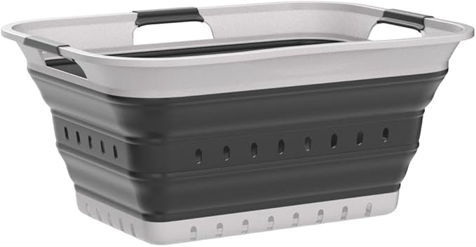 SAMMART 42L (11 gallon) Collapsible Plastic Laundry Basket - Foldable Pop Up Storage Container/Organizer - Space Saving Hampe