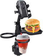 4 in 1 Car Table Tray，Mobile Phone Holder Car Cup Holder Tray ，360° Rotation Cup Holder Tray for Car，Compatible with Vehicles