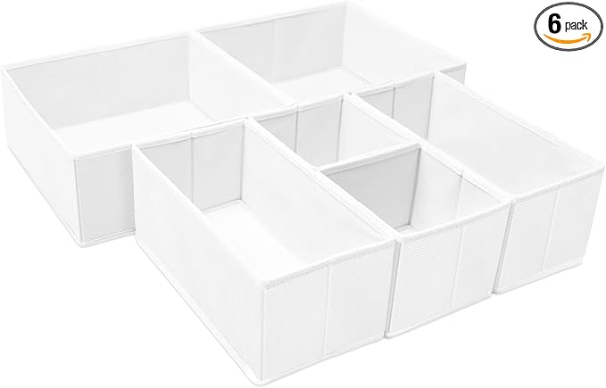Criusia 6 Pack Clothes Drawer Organizer, Fabric Foldable Closet Dresser Drawer Organizer for Clothing, Bra Sock Underwear Dra