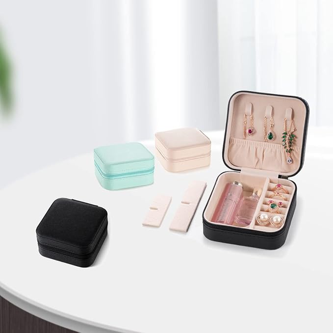 5pack/PU Leather Travel Jewelry Case, Mini Jewelry Box, Small Jewelry Organizer Portable Display Jewelry Storage Case for Rin
