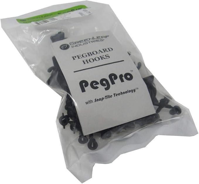 PegPro® J Hooks Kit for Standard “Wood Fiber” pegboard – Durable Plastic Pegboard Hooks - for Garage, Kitchen, Craft Room, an