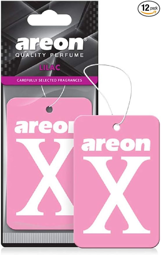 AREON X XV05C Hanging Best Car Air Freshener Lilac Scent, Paper Hanging Ornaments, Long Lasting Scent for Car or Home 12 Pack