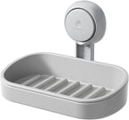 LEVERLOC Soap Dish Holder for Shower Suction Cup Wall Mounted Self Draining NO-Drilling Removable Bar Soap Sponge Holder for 