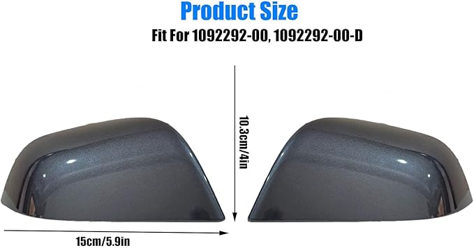 Compatible with Tesla Model 3 Side Mirror Cover Replacement 2017 2018 2019 2020 2021 2022 2023 2024, Left & Right Side Rearview Mirror Cover Cap for Model 3 Accessories(Silver) 2pcs