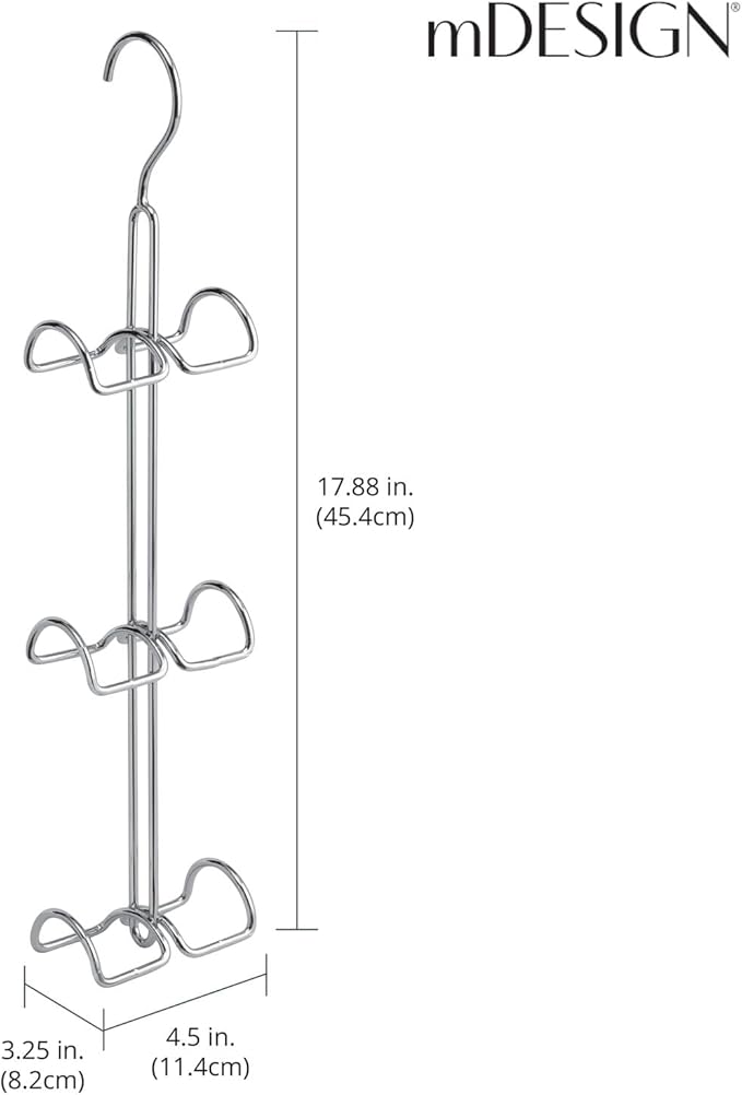mDesign Metal Wire Over The Closet Rod Hanging Storage Organizer Hanger for Storing and Organizing Purses, Backpacks, Satchel