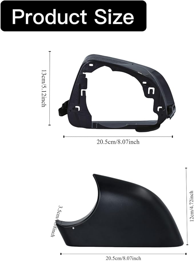 Fits For Tesla Model 3 Left Driver Side Wing Mirror Cover and Mirror Frame Set Rearview Lower Holder Tray Cap Housing 2017-2024(left side black)
