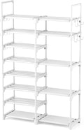 ROJASOP White Shoe Rack, Tall Metal Shoe Rack Organizer for Entryway Closet Garage, 8 Tier Large Shoe Shelf for 26-32 Pairs B