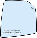 Ford F150 Right Side Heated Blind Spot Detection System Mirror - Convex Glass with Rear Holder