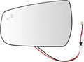 TRQ Driver Side Heated Mirror Glass with Blind Spot Indicator Snap On Compatible with 2013 2014 2015 Chevrolet Malibu 2016 Ch