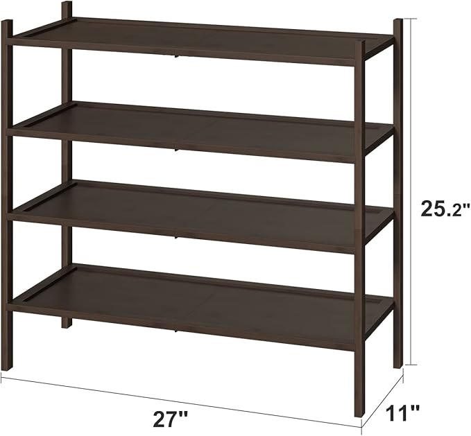 kiplant Shoe Rack for Entryway, Bamboo Wood Shoe Rack 4-Tier, Stackable Shoe Organizer for Closet, Free Standing Shoe Racks f