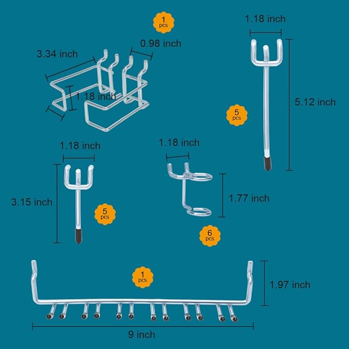 1/4 inch Extra Thick Pegboard Accessories Kit,Only Suitable for 1/4" Pegboard Board,Includes Three Baskets and Multiple Types
