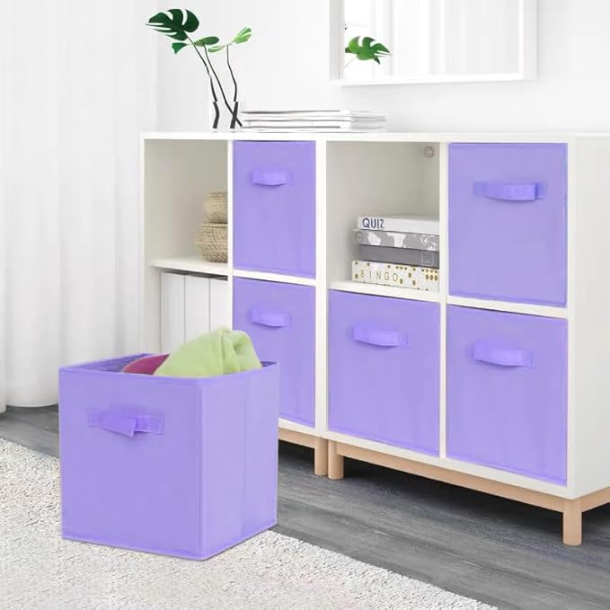 EBIGIC Purple Storage Bins [3 Pack] 9.0"x7.5"x7.5",Mini Storage Box Fabirc Foldable Closet Toy Organizer Collapsible Cloth