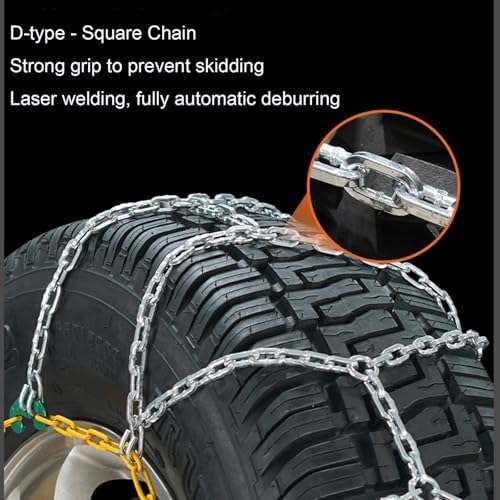 Auto Tightening Snow Chains for Cars, SUVs & Trucks - Quick Fit 1-Minute Installation, Reusable Emergency Traction Tire Chain