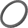 BDK Gray Leather Car Steering Wheel Cover Large Size 15.5 to 16 inch, Easy Installation
