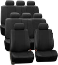FH Group Three Row Car Seat Covers Deluxe Leatherette with 8 Seater, Airbag Compatible and Rear Split - Universal Fit for Car