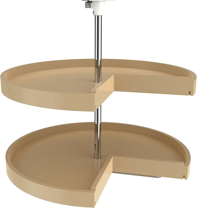 Rev-A-Shelf 2 Tier Pie-Cut Lazy Susan for Corner Base Cabinets, Plastic, 28" Double Shelf Swivel Kitchen Spice/Can Organizer,