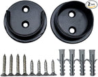 QCAA Solid Brass Extra Heavy Closet Pole Socket Set, 1-1/2 inch, with Stainless Screws, Black Coated, 1 Pair, Made in Taiwan