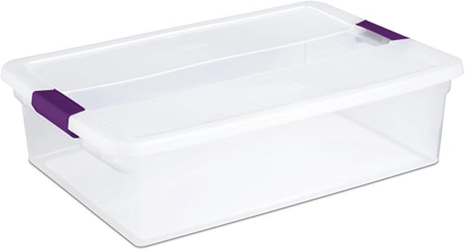 Sterilite 12-Pack 32 Quart ClearView Latch Box, Stackable Organizer Bins with Latching Lids - Clear Plastic Organization Cont