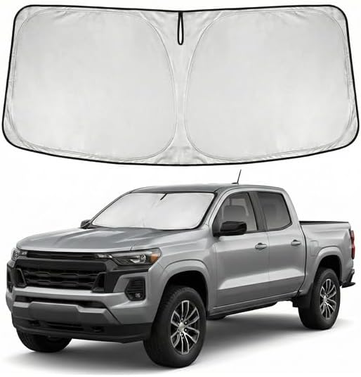 Windshield Sun Shade for Chevy Colorado 2015-2024 2025 2026 Sunshade Front Window Shade Custom Fit Colorado Accessories Sun Visor Foldable Shade Blocks UV Rays Accessories