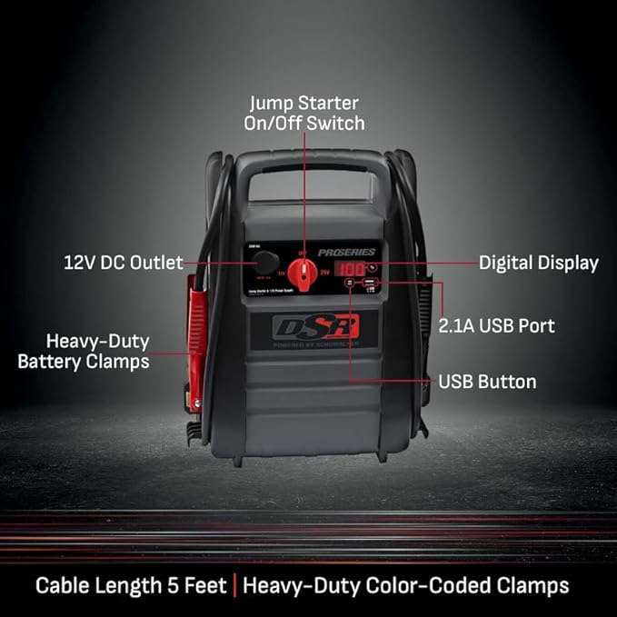 Schumacher Electric DSR ProSeries Car Battery Jump Starter - 4400 Peak Amp 12V/24V Car Starter, Jump Box & Portable Power