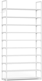 Kitsure Shoe Rack for Closet - 10-Tier Shoe Organizer with Hook Rack, Large-Capacity & Space-Saving Shoe Shelf for Entryway, 