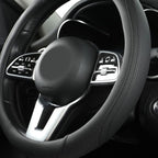 Car Steering Wheel Cover, Leather Steering Wheel Cover Black Universal 14.5-15 Inch Microfiber Leather Anti-Slip Breathable A