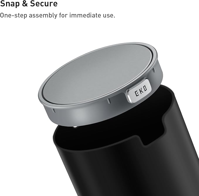 EKO Fandy 0.4 Gal/1.5L Mini Tabletop Trash Bin with Swing-Lid, Desktop Trash Can for Bathroom Countertop, Vanity, Coffee or Office, Small Garbage Bin (Black)