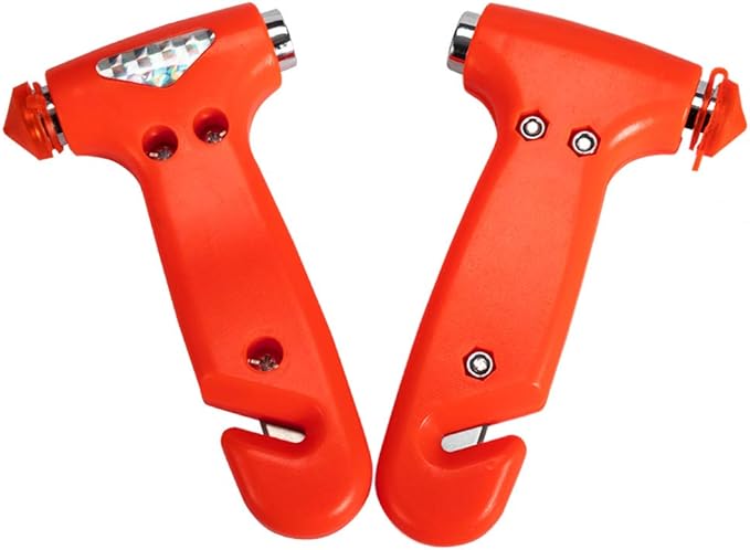 2-Pack Car Safety Hammer Seatbelt Cutter, Auto Emergency Escape Hammer with Window Glass Breaker and Seat Belt Cutter, Striki