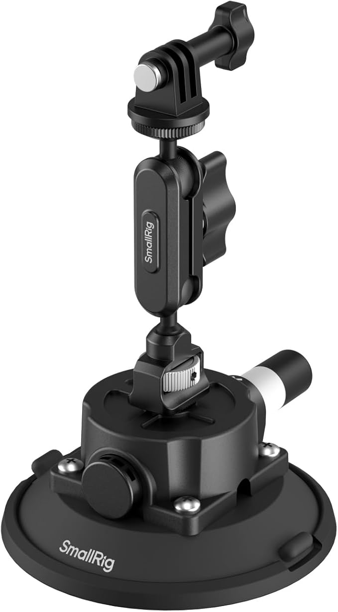 SMALLRIG 4.5" Suction Cup Mount with Ball Head Magic Arm, Camera Mount for DJI Osmo Action 5 Pro/4, for Insta360 x5, for Gopro 13/12,on Car Windshield or Window, Compatible with Action Cameras-5855