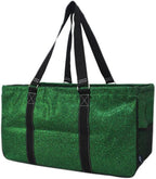 NGIL Extra Large Utility Tote Reusable Grocery Bag Oversized Collapsible for Groceries, Storage, Picnic, Beach (Green Glitter- Green)