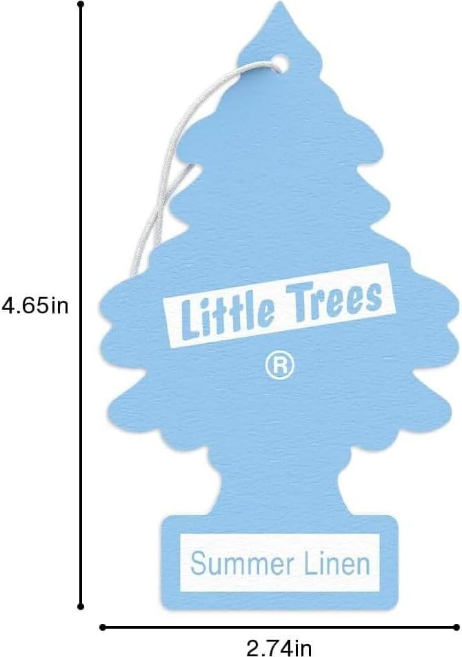 Little Trees Cardboard Hanging Car, Home & Office Air Freshener, Summer Linen (Pack of 12)