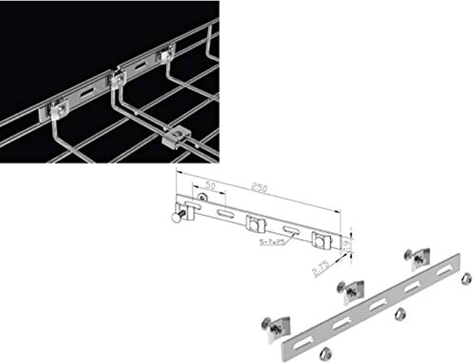 Kable Kontrol Strengthening Bar Coupler – Splice Connection Hardware - Wire Mesh Tray Cable Management Rack Cable Basket, Zin