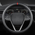 Carbon Fiber Leather car Steering Wheel Cover, Comfortable and Anti-Skid, Universal 15 inch (Black)