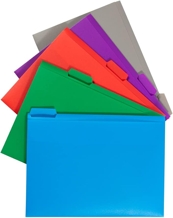 JAM PAPER Storage Box with Colored Files - 12.5 x 9.5 3.5 - Box Sold Individually & 5 Files