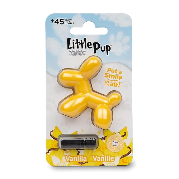 Little Pup 96602 Vanilla Scent, Car Air Freshener, Clips to A/C Air Vent, Alcohol-Free Fragrance Oil, Non-Hazardous and Non-T